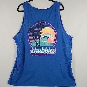 NWT Chubbies Tank Top The Giant Wave Blue Palm Trees Beach Size 2XL